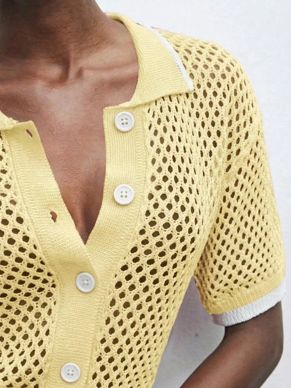 Yellow Casual Women's Knit Short Sleeve Lightweight Cardigan